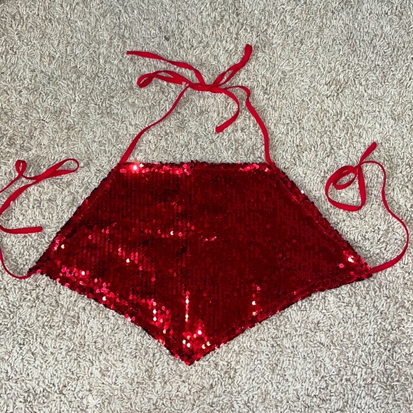 Forever 21 Tops - Forever 21 red sequin tie shirt.